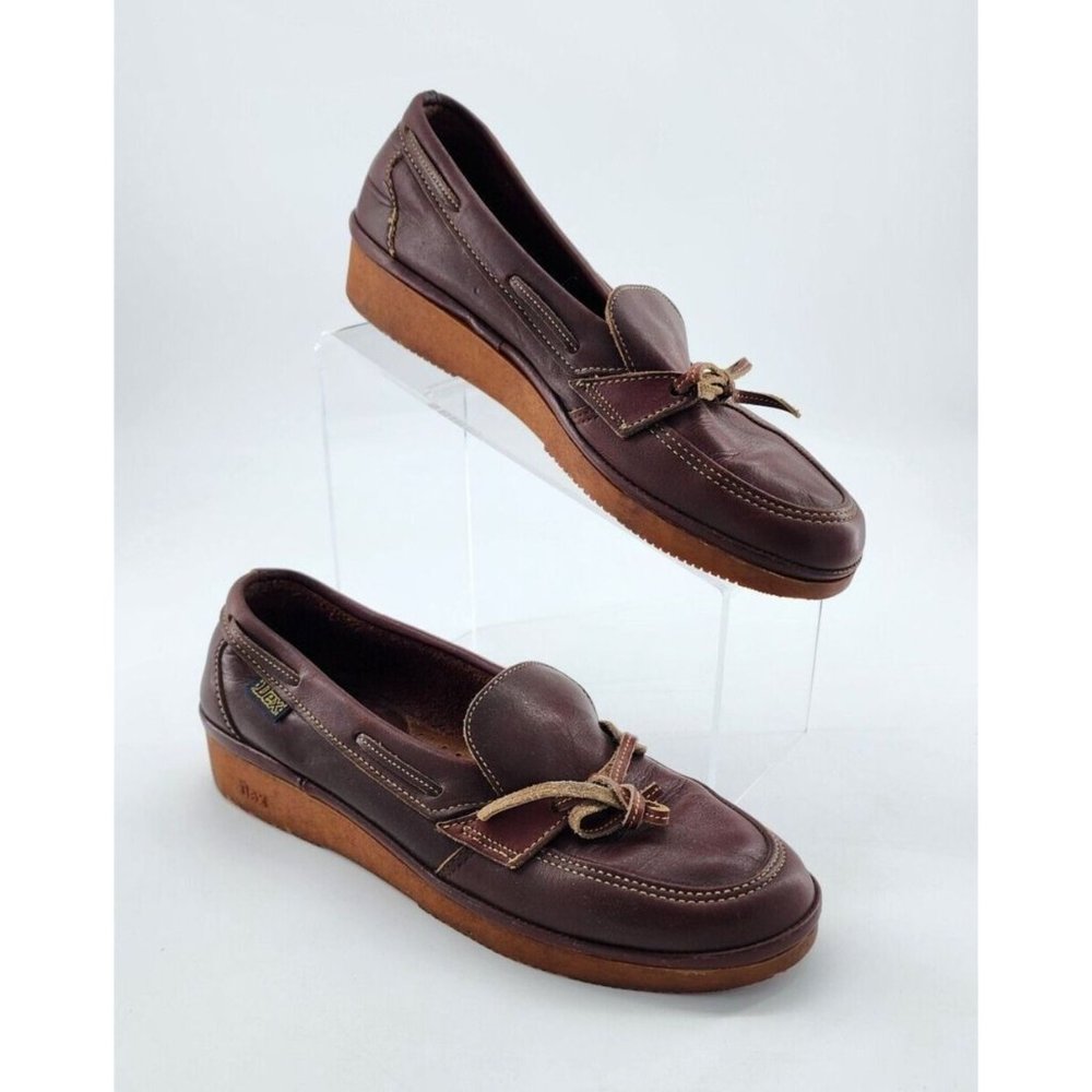 Dexter Women's Slip-on Loafers Slight Wedge Heel Brown Leather Size 10N USA